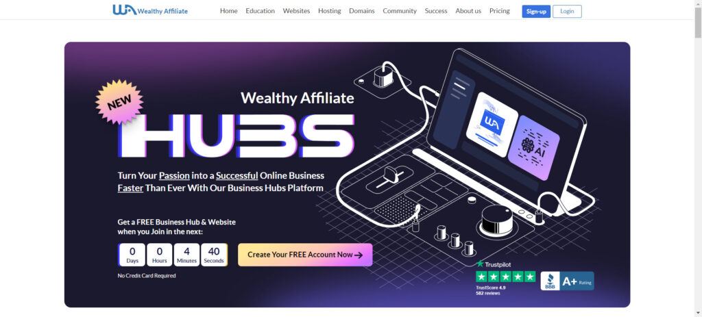 wealthy affiliate review - new WA home page