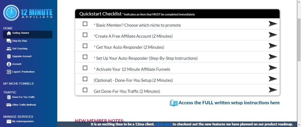 What is 12 Minute Affiliate - step 1 setup