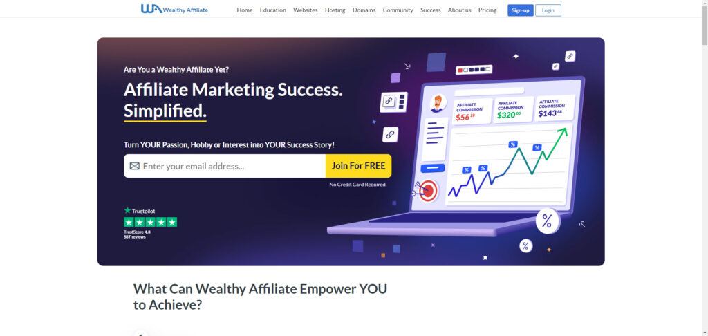 wealthy affiliate new home page